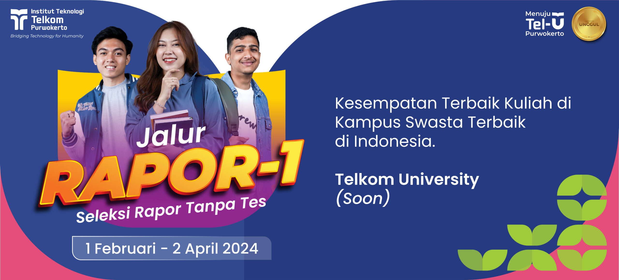 Telkom University Purwokerto: Jalur Penerimaan Mahasiswa Baru Melalui Jalur Rapor 1